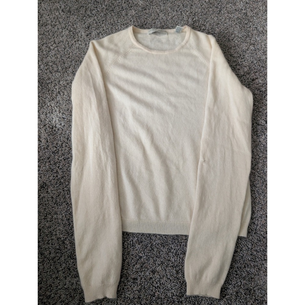 Lord & Taylor Womens Cream 100% Two Ply Cashmere Crewneck Sweater Small Ivory